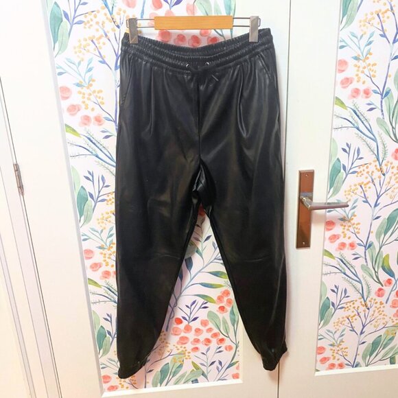 ZARA Faux Leather Jogger Pants - Black | Size M - Picture 3 of 9